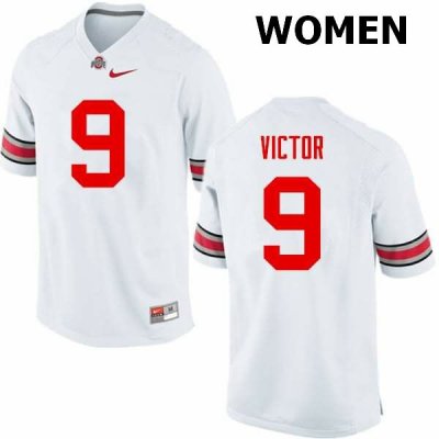 NCAA Ohio State Buckeyes Women's #9 Binjimen Victor White Nike Football College Jersey UDG2545EQ